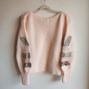 🇫🇷 Des Petits Hauts Light Pink Mohair/Merino Knit Sweater - Sz S